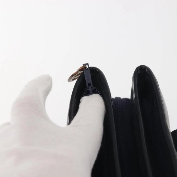 Christian Dior Honeycomb Canvas Hand Bag Navy Gold Auth BA6027 - Picture 7 of 16